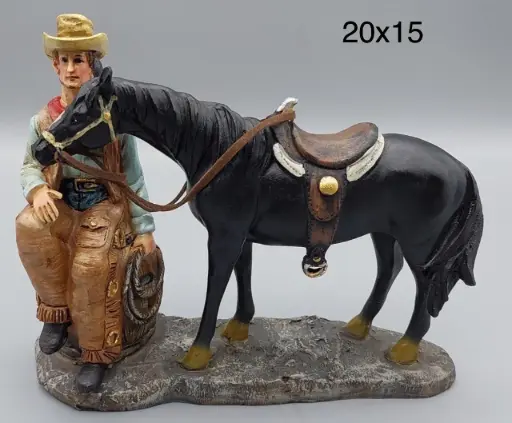 Black Horse with it's Boy ( Alabaster)